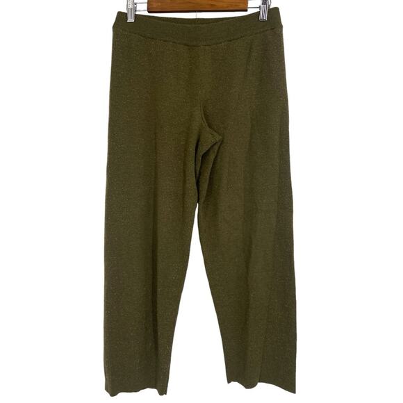 Eileen Fisher Washable‎ 100% Wool Pants Textured Green PM - Picture 1 of 5